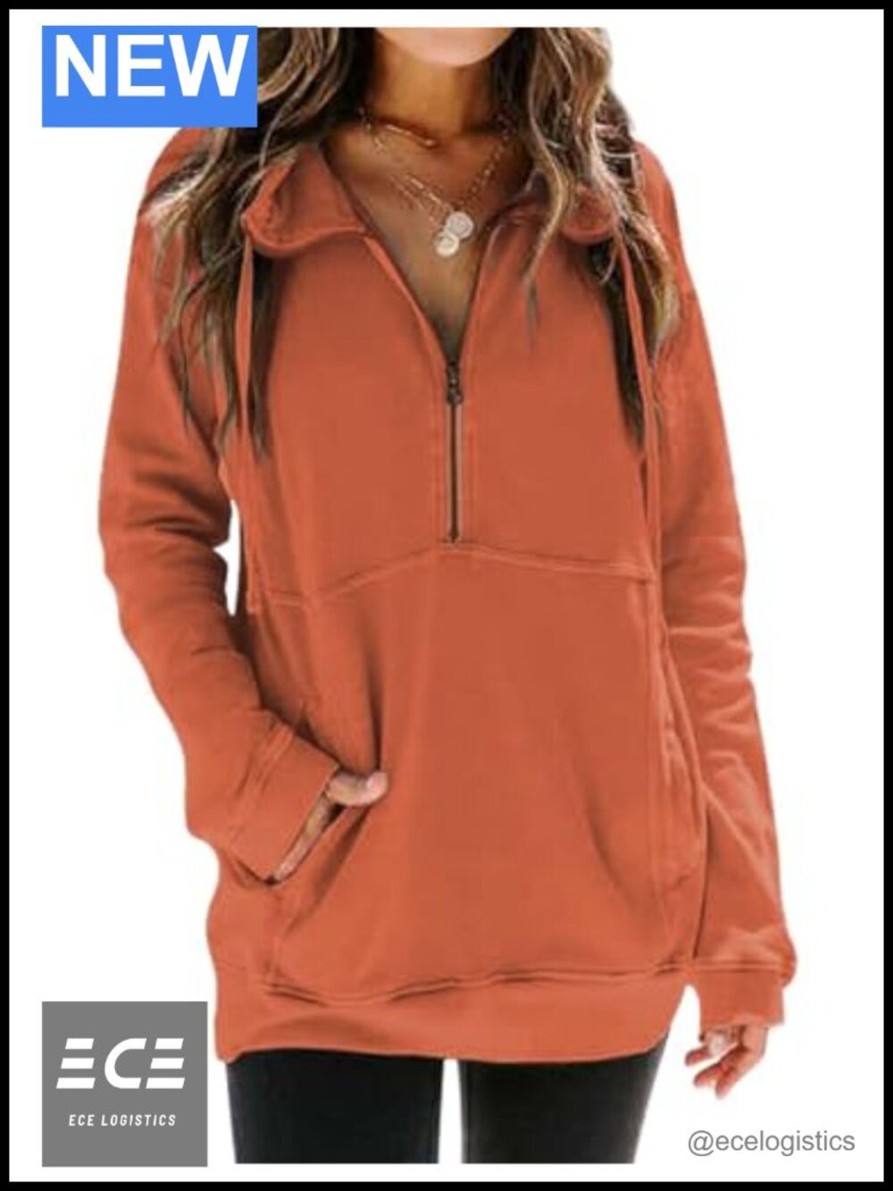 Oversized Half Zip Sweatshirt Drop Shoulder Pullover with Pockets